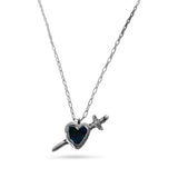 Heart & Dagger Necklace - Black enamel