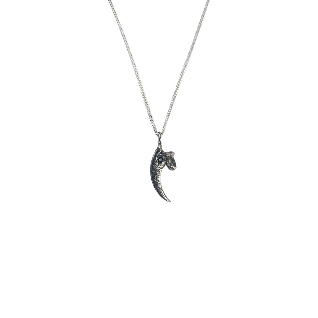 Small eagle claw and black sapphire necklace